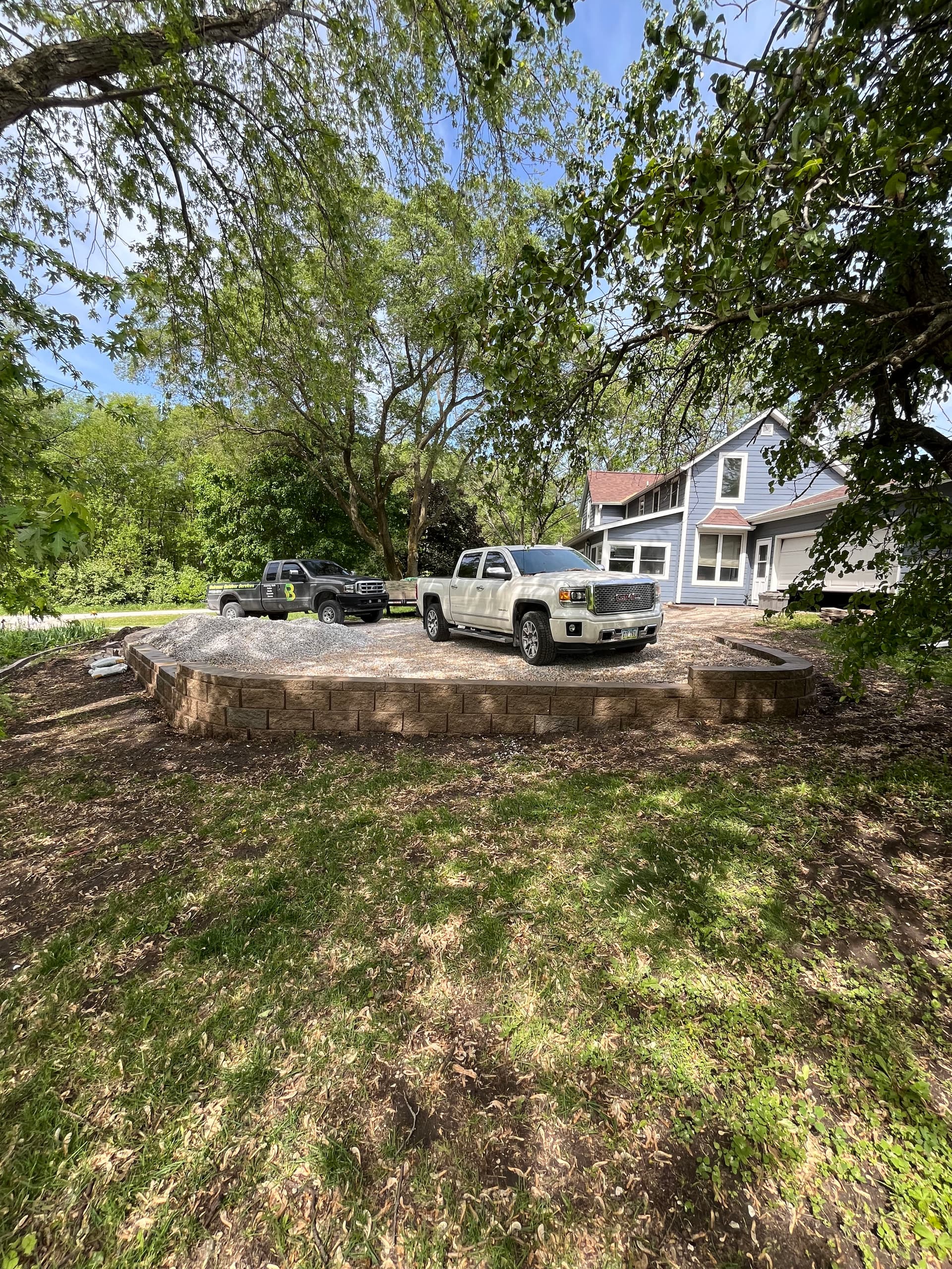 Gallery photos for Paver Walkway, Steps, and Retaining Wall Built From Rough Grade: Image #1