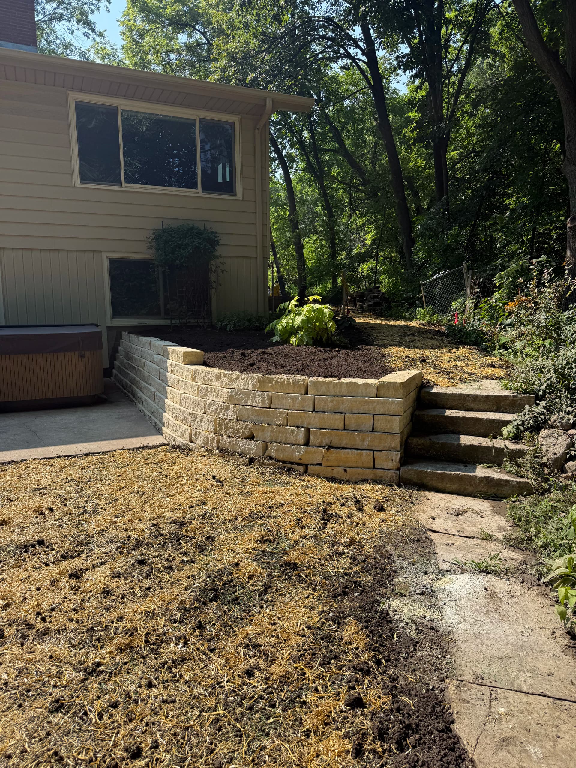 Gallery photos for Failing Retaining Walls Replaced with Natural Stone Block: Image #2